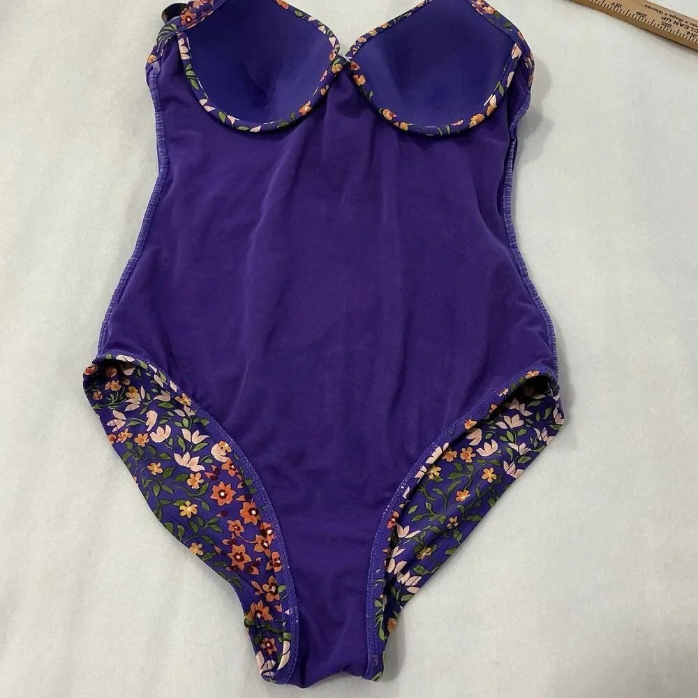 Nip Tuck Swimsuit Floral  Purple One Piece C/D Fit Cup Size 6 Swim Wear Slimming - Picture 13 of 14